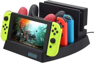 

Microware Multifunction Charging Storing Stand For Nintend Switch Console NS Left Right Joy-con Charger For Nintend Switch Pro Controller Gaming Accessory Kit(Black, For PC, Wii)
