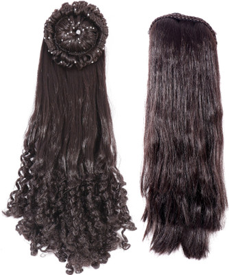 

HONBON Strate Long Simple and Sober Wig for Women And Girls, 2 Pcs Combo Extension 18-24 AND 16-20 Inches (Brown) Hair Extension