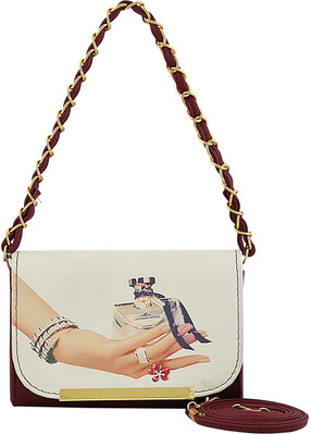 

Mark & Keith Sling Bag(Maroon, Beige), Beige;maroon