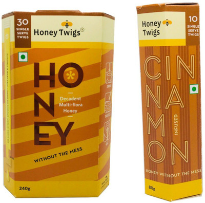 

HONEY TWIGS Multiflora Honey 240g Pack and Cinnamon Infused Honey 80g Pack(320 g, Pack of 2)