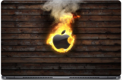 HD Arts Apple Logo Fire Wooden ECO Vinyl Laptop Decal 15.6