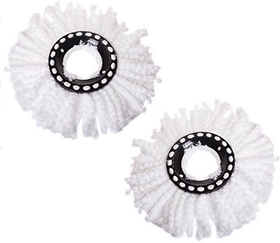 IBS MICRO FIBER REFILL Spin Mop Replacement Washable Heads 2 PCS Wet & Dry Mop(White)