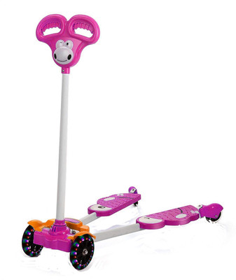 

Happy GiftMart Frog Style 4 Wheel Self Propelled Height Adjustable Kids Scooter with LED Light Up (Pink)(Pink)
