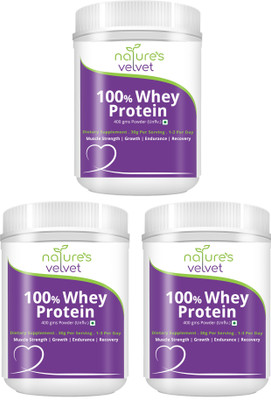 

Natures Velvet Lifecare 100 % Whey Protein for Fitness and Strength, 400 gms - Pack of 3 Whey Protein(1200 g, unflavour)
