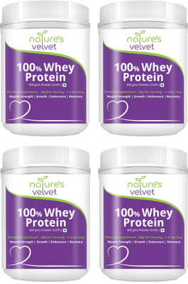 

Natures Velvet Lifecare 100 % Whey Protein for Fitness and Strength, 400 gms - Pack of 4 Whey Protein(1600 g, unflavour)