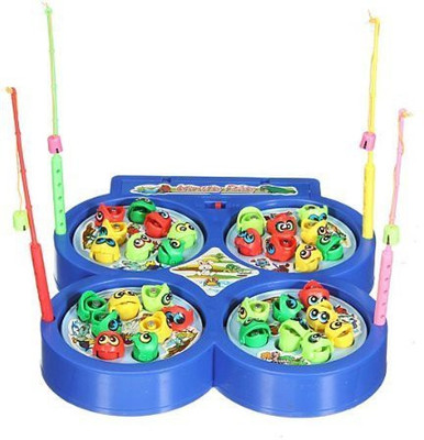 

Reyansh Collection Battery Operated Musical Fish Catching(Fishing) Games for 2-4 Players With 32 Fishes and 4 Magnetic Sticks- Multicolor