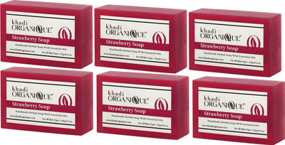 

KHADI ORGANIQUE HANDMADE STRAWBERRY SOAP WITH ESSENTIAL OIL 750 GM PACK OF 6(750 g, Pack of 6)