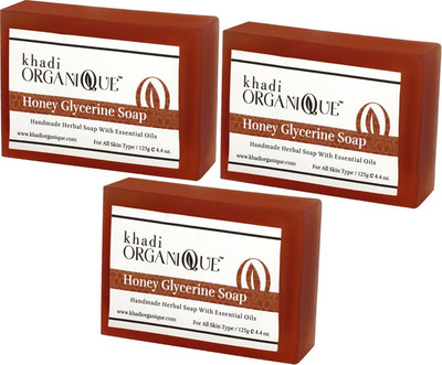 

KHADI ORGANIQUE HANDMADE HONEY GLYCERNE SOAP WITH ESSENTIAL OIL 375 GM PACK OF 3(375 g, Pack of 3)