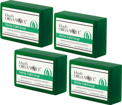 

KHADI ORGANIQUE HANDMADE NEEM-TULSI WITH ESSENTIAL OIL - 500 GM PACK OF 4(500 g, Pack of 4)