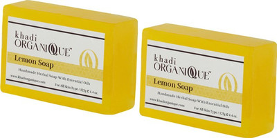 

KHADI ORGANIQUE HANDMADE LEMON SOAP WITH ESSENTIAL OIL -250 GM PACK OF 2(250 g, Pack of 2)