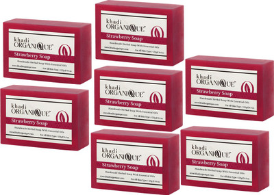 

KHADI ORGANIQUE HANDMADE STRAWBERRY SOAP WITH ESSENTIAL OIL 875 GM PACK OF 7(875 g, Pack of 7)