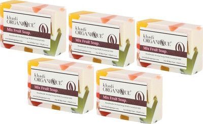 

KHADI ORGANIQUE HANDMADE MIX FRUIT SOAP WITH ESSENTIAL OIL 625 GM PACK OF 5(625 g, Pack of 5)
