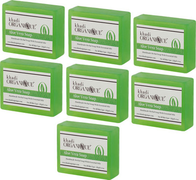 

KHADI ORGANIQUE HANDMADE ALOEVERA SOAP WITH ESSENTIAL OIL 875 GM PACK OF 7(875 g, Pack of 7)