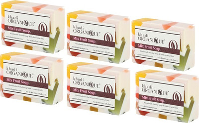 

KHADI ORGANIQUE HANDMADE MIX FRUIT SOAP WITH ESSENTIAL OIL 750 GM PACK OF 6(750 g, Pack of 6)