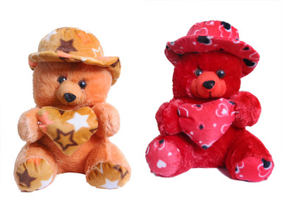 

HM Teddy Bear Stuffed Soft Toys For Girls/ Birthday/Valentines Gift Pack Of 2 Red And Brown - 30 cm(Pink, Brown), Brown;pink