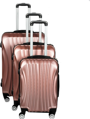 

Continental 100% ABS, Beautiful Printed Pattern Suitcases & Trolley Bag Luggage Bag Size-20", 24" & " Cabin Size Set of 3 (ITN - 012) (Color - Rose Gold) Check-in Luggage -  inch(Gold