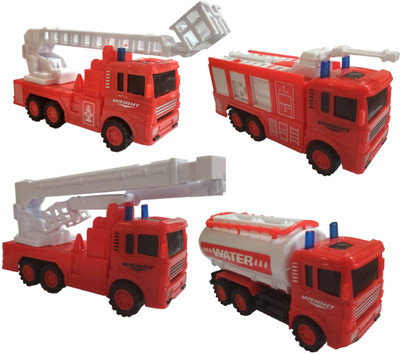 

IndusBay Fire Brigade automobile Vehicle Toy Set of 4 FireMan Fire Fighter Trucks Pull back Vehicles(Red)