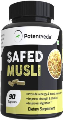 Potentveda Safed Musli extract 90 Capsules Pack of 1(90 No)