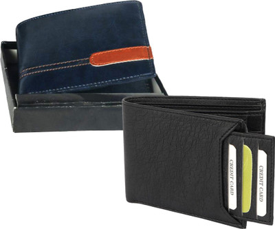 

Fillincart Men Black, Blue Artificial Leather Wallet(9 Card Slots)