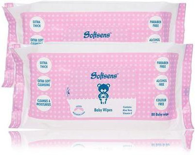 

Softsens Baby Wipes (Pack of 80x2)(160 Pieces)