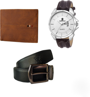 

DESIGN & CUT Wallet, Belt, Analog Watch Combo(Multicolor)