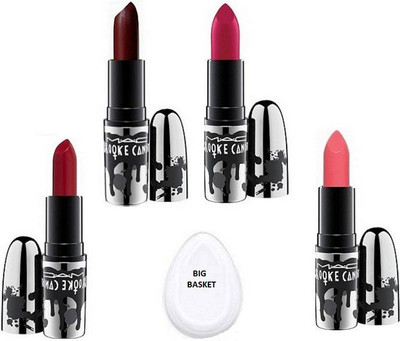 

big Basket Silicon Puff & Mac Brooke Candy Matte Lipstick pack of 4(Set of 5)