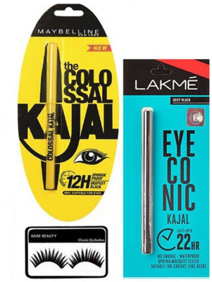 

Barebeauty Bare Beauty Eyelashes with collosal and eyeconic Kajal(Set of 3)