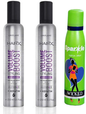 

Oriflame Sweden two Hairx Volume Boost Styling Hair Mousse Hair Styler 200 ml with perfume 150 ml(Set of 3)