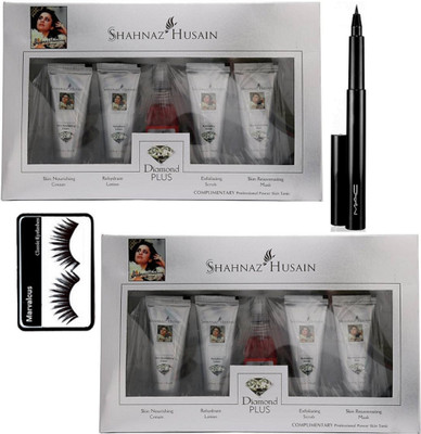 

marvalous eyelashes , Shahnaz Husain Diamond Facial Kit (set of 2) with mac pen eyeliner(Set of 4)