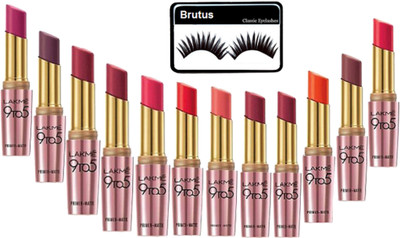 

BRUTUS Eyelashes, 9to5 Primer Matte Lipstick (Pack of 12)(Set of 13)