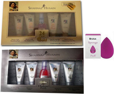 

BRUTUS Sponge Puff, Gold and Diamond facial kit(Set of 3)