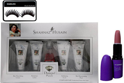

Dazzling Eyelashes & Shahnaz Husain Dimond Facial KIt & Selena Matte Finish Lipstick(Set of 3)