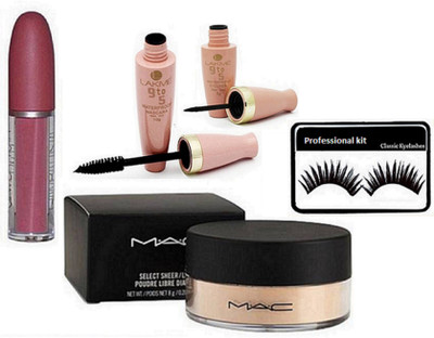 

professional kit Eyelashes , Mac Loose Powder , Giambattista Gloss & Eyeliner + Mascara(Set of 5)
