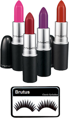

BRUTUS Eyelashes, Mac Matte Finish Lipstick (Pack of 4)(Set of 5)