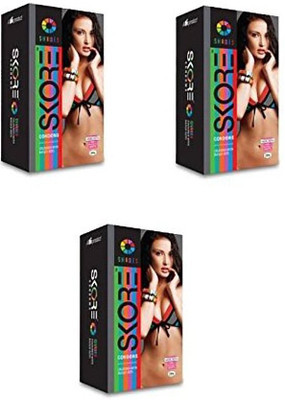 Skore Shades Coloured with Raised Dots- Pack of 3-(10*3=30 Condoms) Condom(Set of 3, 10S)