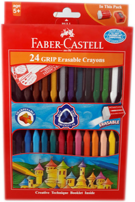 Faber-Castell Majestic Basket Grip Erasable Crayon Set - Pack of 24(Set of 1, SMOOTH RICH SHADES)