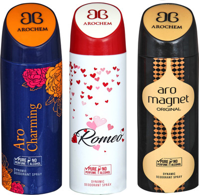 

Arochem B-95 DEODORANT SPRAY NO ALCOHOL PURE PERFUME DYNAMIC BODY SPRAY Deodorant Spray Deodorant Spray - For Men & Women(200 ml, Pack of 3)