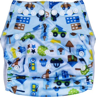 

WonderKart New Adjustable Reusable Lot Baby Washable Cloth Diaper with 2 Cotton Insert (3 Layered) - Blue - S - M(3 Pieces)
