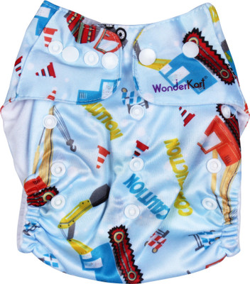 

WonderKart New Adjustable Reusable Lot Baby Washable Cloth Diaper with 2 Cotton Insert (3 Layered) - Light Blue - S - M(3 Pieces)