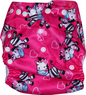

WonderKart New Adjustable Reusable Lot Baby Washable Cloth Diaper with 2 Cotton Insert (3 Layered) - Dark Pink - S - M(3 Pieces)