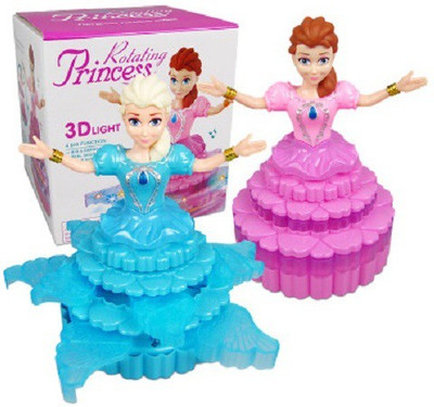 

Bestie Toys Princess Doll Toy Rotating Dancing Robot Toys Music Led Light Lnteractive Toys Colorful Projection Lamp Petal Skirt(Pink, Blue)