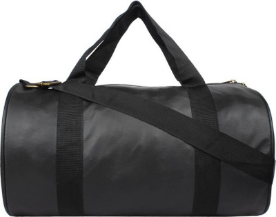 

Rocketsales Leather Look Black Gym Bag(Black)