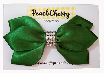 

PeachCherry Glamour Satin Green Hair Clip Large 5.5 inches Hair Clip(Green)