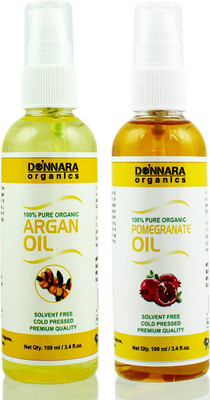 

Donnara Organics 100% Pure Argan oil and Pomegrante oil Combo of 2 Bottles of 100 ml(200 ml) Hair Oil(200 ml)