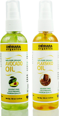 

Donnara Organics 100% Pure Avocado oil and Flaxseed oil Combo of 2 Bottles of 100 ml(200 ml) Hair Oil(200 ml)