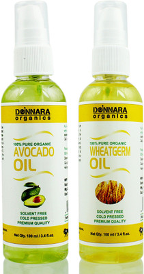 

Donnara Organics 100% Pure Avocado oil and Wheatgerm oil Combo of 2 Bottles of 100 ml(200 ml) Hair Oil(200 ml)
