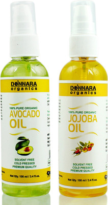 

Donnara Organics 100% Pure Avocado oil and Jojoba oil Combo of 2 Bottles of 100 ml(200 ml) Hair Oil(200 ml)