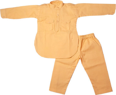 harshvardhanmart Boys Festive & Party Kurta and Pyjama Set(Yellow Pack of 1)