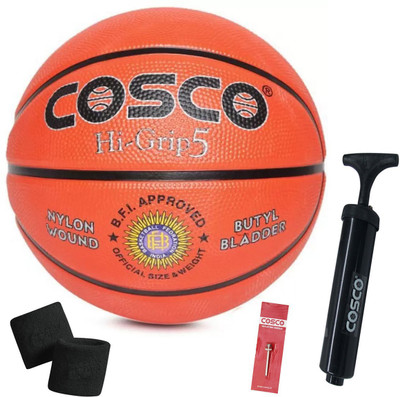 

Cosco Hi-Grip Size-5 Basketball With Basketball Pump With Pair Wrist Band Basketball Kit