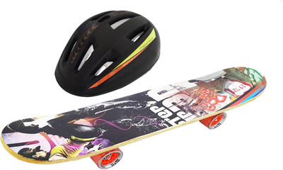 

Jaspo Stunt Master Dual Combo 27"x 7" Wooden Skateboard with Helmet Skating Kit